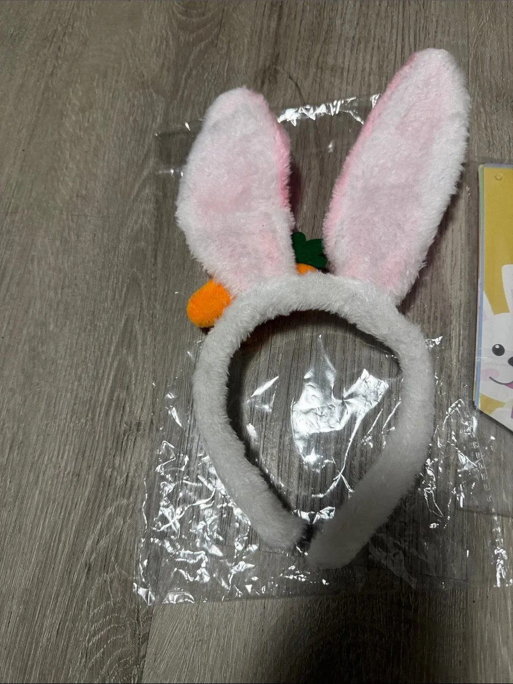 Plush Bunny Ear Headband with Carrot Accent - and happy easter hanging banner